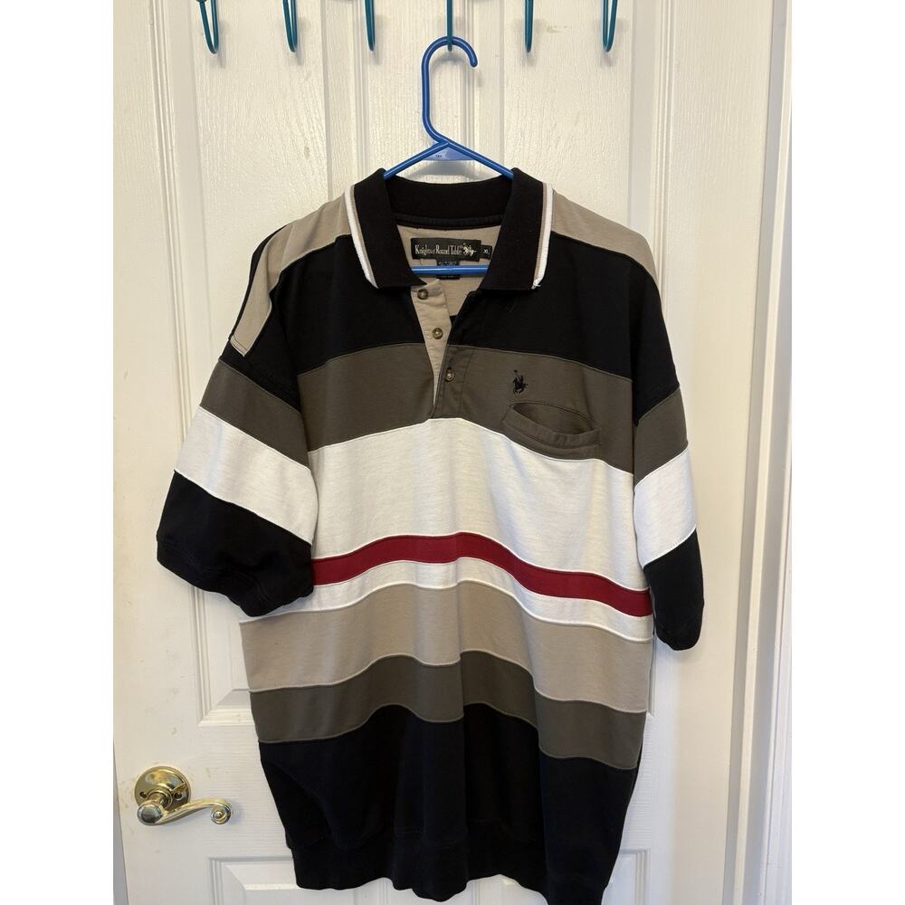 Knights of The Round Table Polo Shirt Men's XL Multicolor Striped Short Sleeve